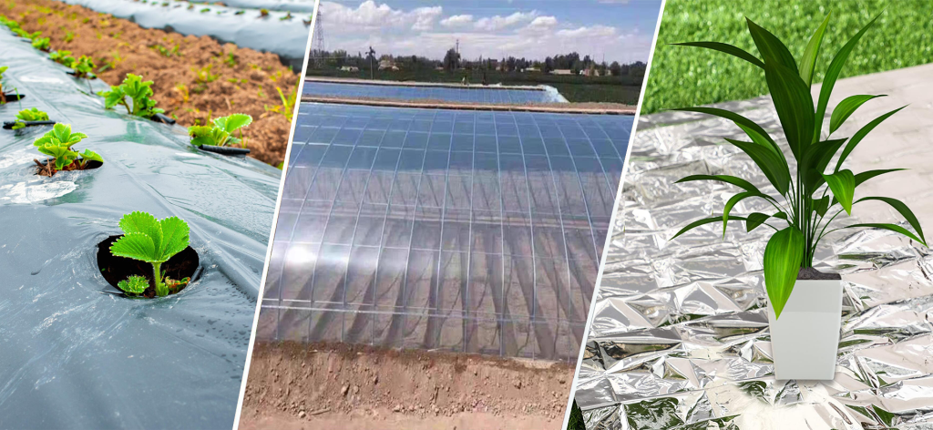 Agricultural plastic films including mulch film, greenhouse film, and reflective film used for crop protection and growth.