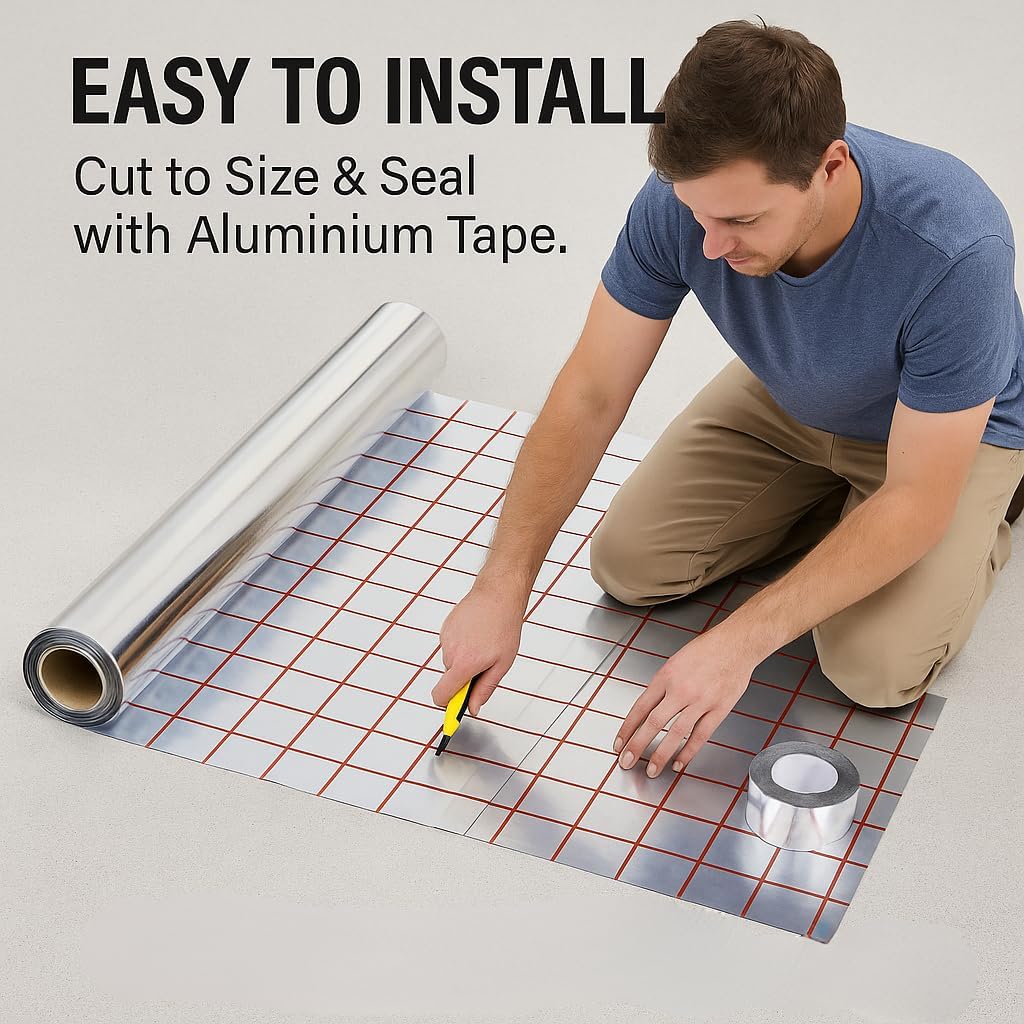 Roll of energy-saving aluminum floor heating reflective film ready for installation