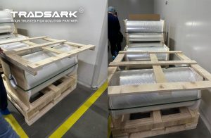 High-performance PET and BOPET films produced in China, showcasing advanced biaxial orientation technology for global packaging and industrial applications