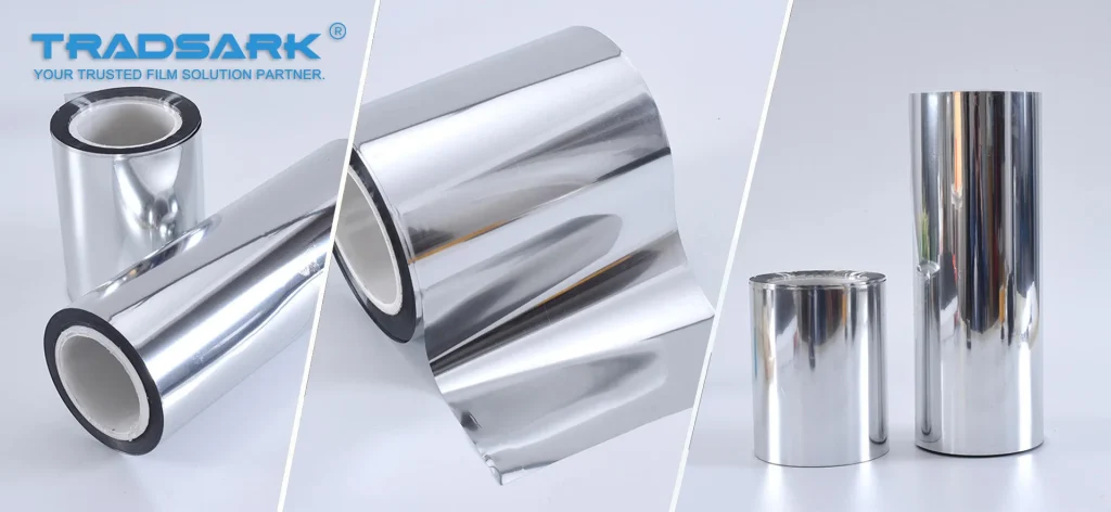TRADSARK premium aluminized polyester film rolls for high-barrier packaging solutions.