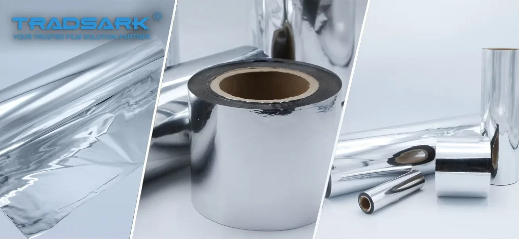 Premium PE and PET Silver Mylar Reflective Film for plants by tradsark, featuring 98% PAR reflectivity and industrial-grade aluminized coating.