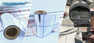 Tradsark Underfloor Heating Insulation Film roll with reflective surface and red grid for floor heating installation