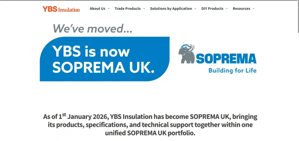 YBS ThermaWrap official website screenshot for multifoil reflective insulation products