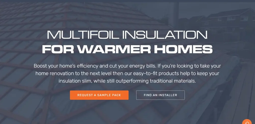SuperFOIL official website screenshot for multifoil insulation products in the UK