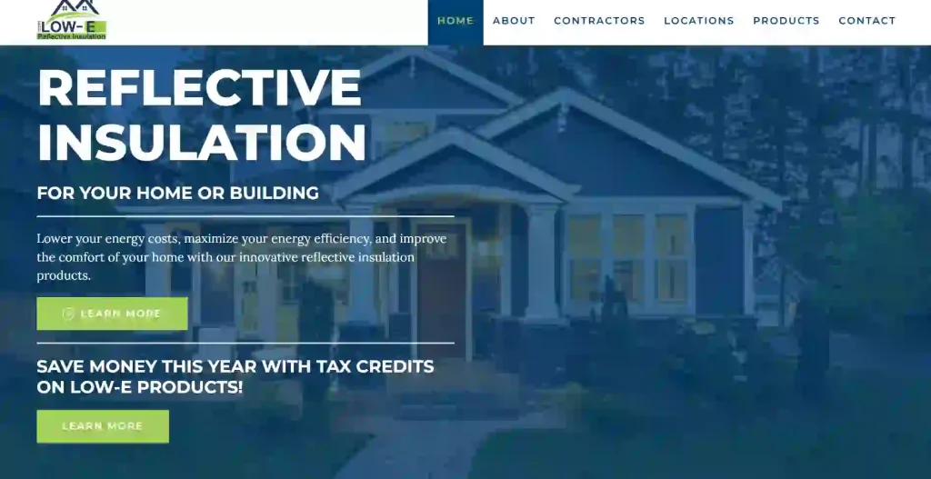 Low-E official website screenshot for reflective insulation and energy-saving insulation materials
