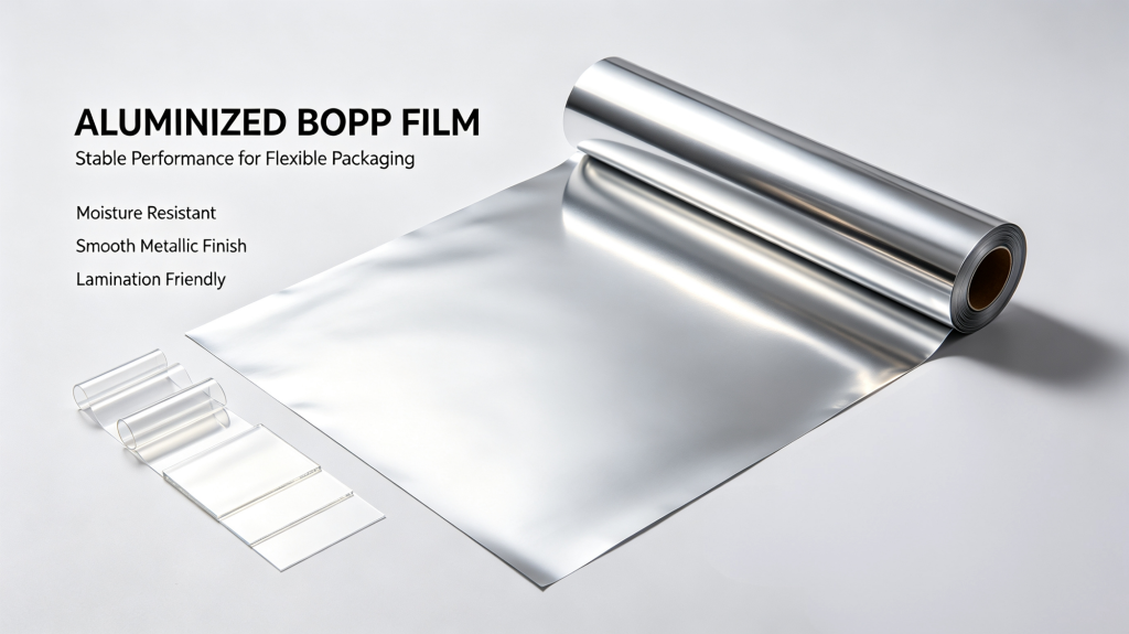 Aluminized BOPP film roll, moisture-proof flexible material for food and daily chemical composite packaging